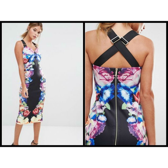 💕TED BAKER💕 Floral Bodycon Midi Dress NWT - Picture 2 of 8